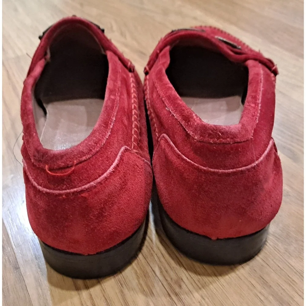 Mens Size 9.5 Red Suede Horsebit Bruno Magli Red Loafers READ